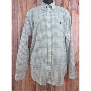 Ralph Lauren Mens XL Checkered Dress Shirt 100% Cotton Long Sleeve Casual